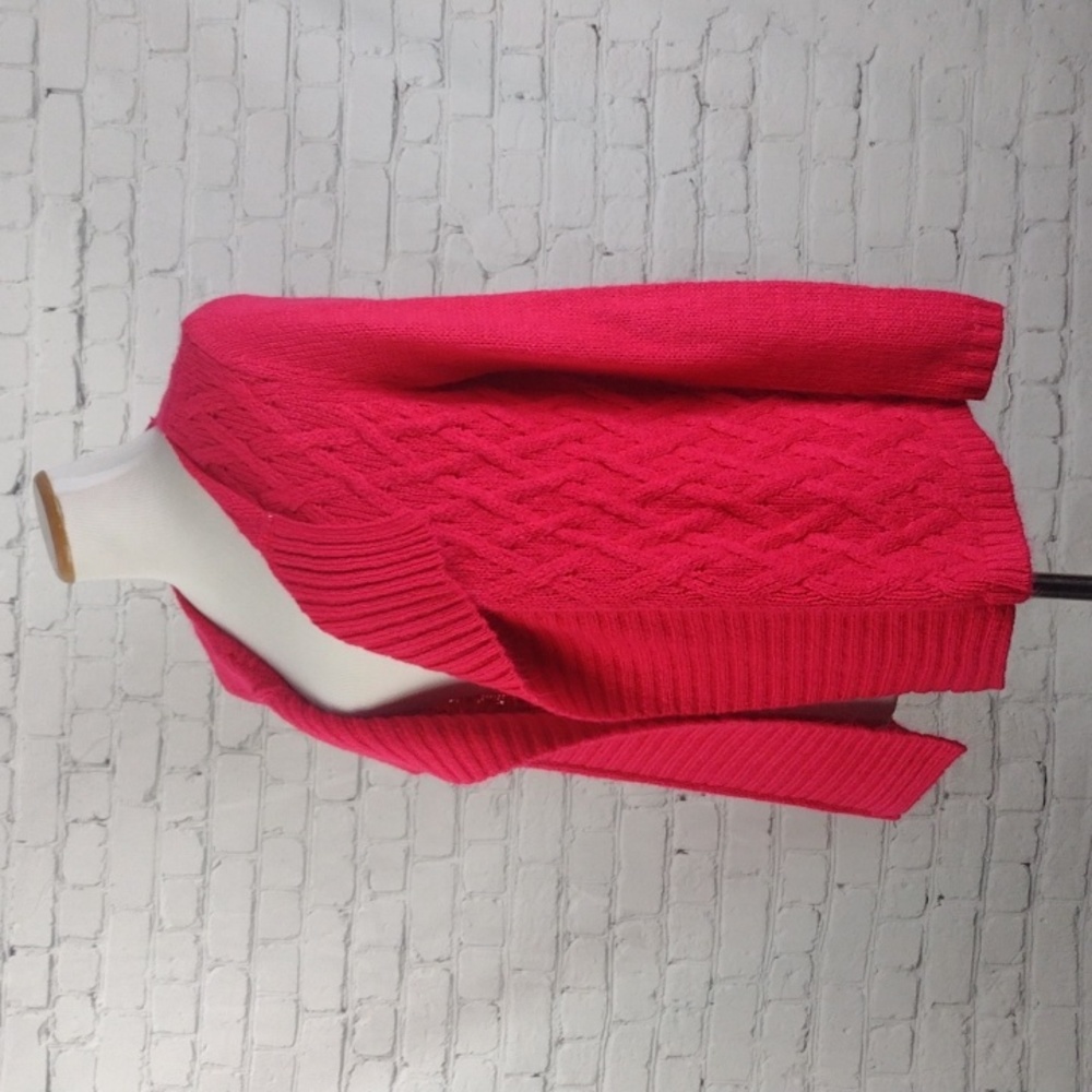 Gap Sweater Cardigan S Open Front Cable Knit Pink